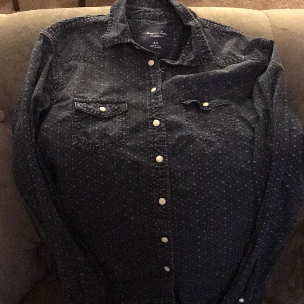 Button down blue jean shirt